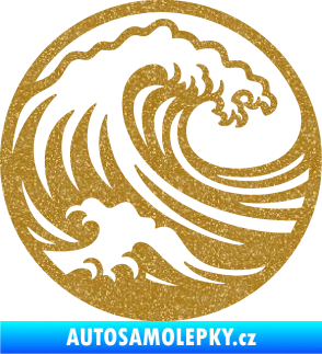 Samolepka Krajina moře 002 pravá motiv vlny Ultra Metalic zlatá