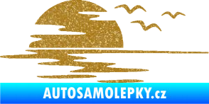 Samolepka Krajina moře 003 levá západ slunce odraz na hladině Ultra Metalic zlatá