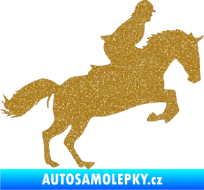Samolepka Kůň 014 pravá skok s jezdcem Ultra Metalic zlatá