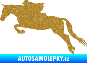 Samolepka Kůň 015 levá skok s jezdcem Ultra Metalic zlatá