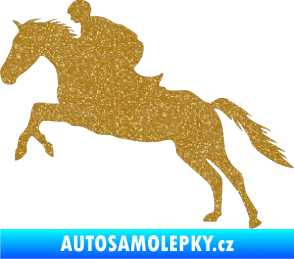 Samolepka Kůň 019 levá jezdec v sedle Ultra Metalic zlatá