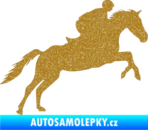 Samolepka Kůň 019 pravá jezdec v sedle Ultra Metalic zlatá