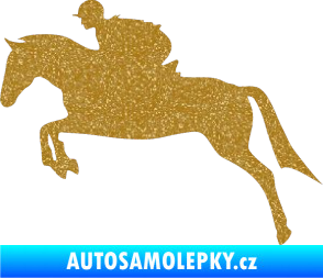 Samolepka Kůň 020 levá skok s jezdcem Ultra Metalic zlatá