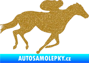 Samolepka Kůň 027 pravá závodí s jezdcem Ultra Metalic zlatá