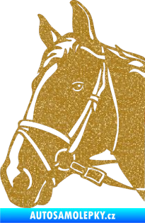 Samolepka Kůň 028 levá hlava s uzdou Ultra Metalic zlatá