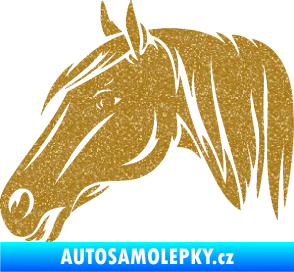Samolepka Kůň 065 levá hlava s hřívou Ultra Metalic zlatá