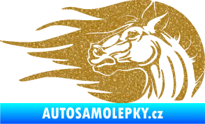Samolepka Kůň 073 levá hlava s vlající hřívou Ultra Metalic zlatá