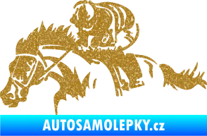 Samolepka Kůň 075 levá závod s jezdcem, dostihy Ultra Metalic zlatá