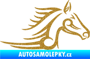 Samolepka Kůň 081 pravá hlava tattoo Ultra Metalic zlatá