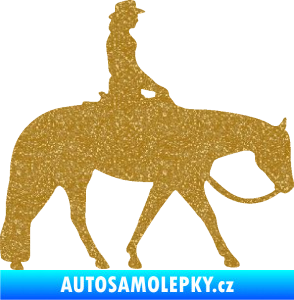 Samolepka Kůň 082 pravá kovbojka na koni Ultra Metalic zlatá