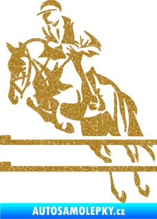 Samolepka Kůň 083 levá skok přes překážku Ultra Metalic zlatá
