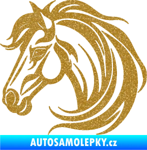 Samolepka Kůň 103 levá hlava Ultra Metalic zlatá