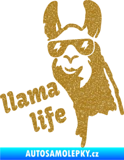 Samolepka Lama 004 llama life Ultra Metalic zlatá