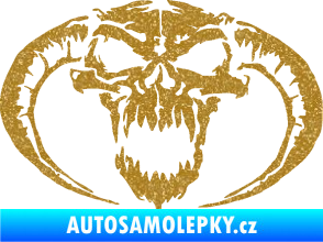 Samolepka Lebka 027 pravá se zahnutými rohy Ultra Metalic zlatá