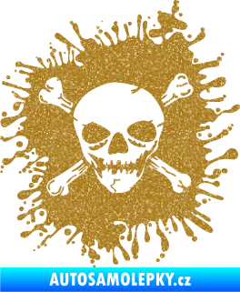 Samolepka Lebka 028 pravá zkřížené kosti v kaňce Ultra Metalic zlatá