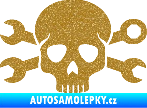 Samolepka Lebka 030 pravá mechanik Ultra Metalic zlatá