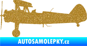Samolepka Letadlo 020 levá Boeing Stearman model 75 biplane Ultra Metalic zlatá