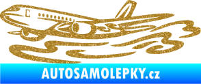 Samolepka Letadlo 026 levá v oblacích Ultra Metalic zlatá
