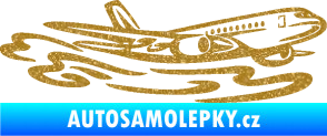 Samolepka Letadlo 026 pravá v oblacích Ultra Metalic zlatá