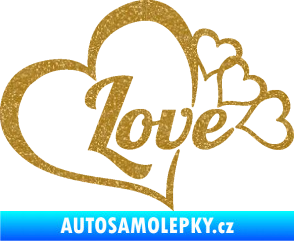 Samolepka Love nápis se srdíčky Ultra Metalic zlatá