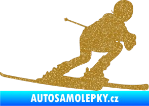Samolepka Lyžař 002 pravá Ultra Metalic zlatá