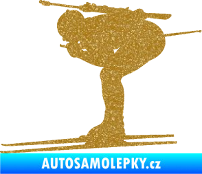Samolepka Lyžař 028 levá - biatlon Ultra Metalic zlatá