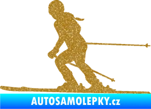 Samolepka Lyžařka 002 levá sjezd Ultra Metalic zlatá