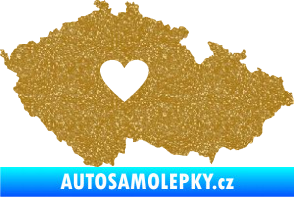 Samolepka Mapa České republiky 002 srdce Ultra Metalic zlatá