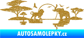 Samolepka Motiv Afrika levá -  zvířata u vody Ultra Metalic zlatá
