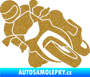 Samolepka Motorka 001 levá silniční motorky Ultra Metalic zlatá