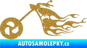 Samolepka Motorka 042 levá plameny Ultra Metalic zlatá