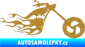 Samolepka Motorka 042 pravá plameny Ultra Metalic zlatá