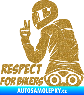 Samolepka Motorkář 003 levá respect for bikers nápis Ultra Metalic zlatá