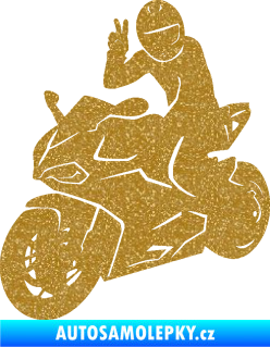 Samolepka Motorkář 006 levá Ultra Metalic zlatá