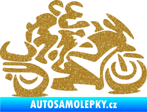 Samolepka Motorkář 009 pravá se spolujezdcem Ultra Metalic zlatá