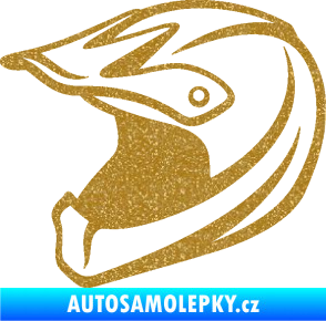 Samolepka Motorkářská helma 001 levá Ultra Metalic zlatá