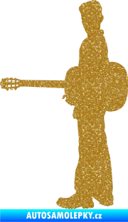 Samolepka Music 003 levá hráč na kytaru Ultra Metalic zlatá