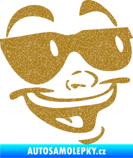 Samolepka Obličej 005 pravá veselý s brýlemi Ultra Metalic zlatá