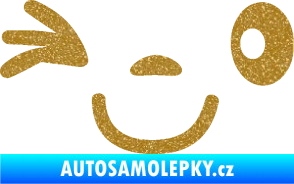 Samolepka Obličej 008 levá mrkající Ultra Metalic zlatá