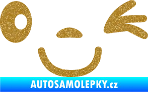 Samolepka Obličej 008 pravá mrkající Ultra Metalic zlatá
