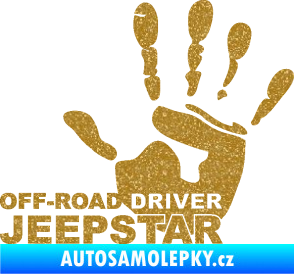 Samolepka Off road driver - Jeep star nápis s rukou Ultra Metalic zlatá