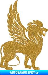 Samolepka Okřídlený lev 001 pravá mytické zvíře Ultra Metalic zlatá