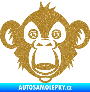Samolepka Opice 003  hlava šimpanze Ultra Metalic zlatá