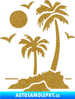 Samolepka Ostrov 002 levá palmy a moře Ultra Metalic zlatá