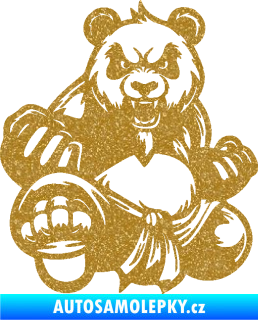 Samolepka Panda 012 levá Kung Fu bojovník Ultra Metalic zlatá