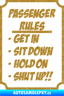Samolepka Passenger rules nápis pravidla pro cestující Ultra Metalic zlatá