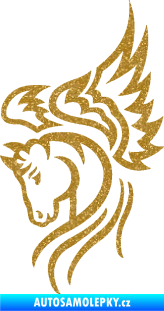 Samolepka Pegas 003 levá okřídlený kůň hlava Ultra Metalic zlatá