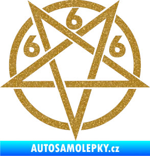 Samolepka Pentagram 666 Ultra Metalic zlatá