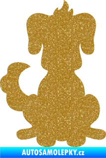 Samolepka Pes 113 levá kreslená silueta Ultra Metalic zlatá