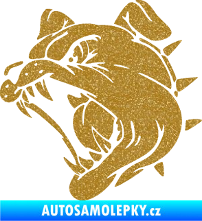 Samolepka Pes 136 levá rozzuřený buldok Ultra Metalic zlatá